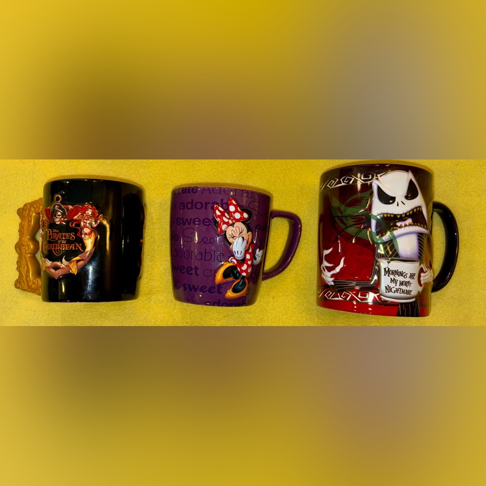 3 - Disney Parks MUGS - Pirates Caribbean Minnie & Nightmare Before Christmas